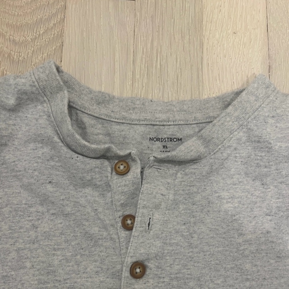 Nordstrom Boys Huxley Cotton Henley Shirt Gray XL 14/16 - Picture 2 of 5